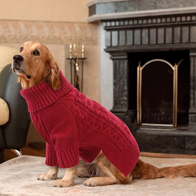 ASENKU Knitted Dog Sweater, Pullover Big Thermal Dog Winter Sweater, Turtleneck Doggy Sweaters for Large Medium Dogs Boy Girl,Warm Pet Sweatshirt for German Shepherd,Great Dane,4XL