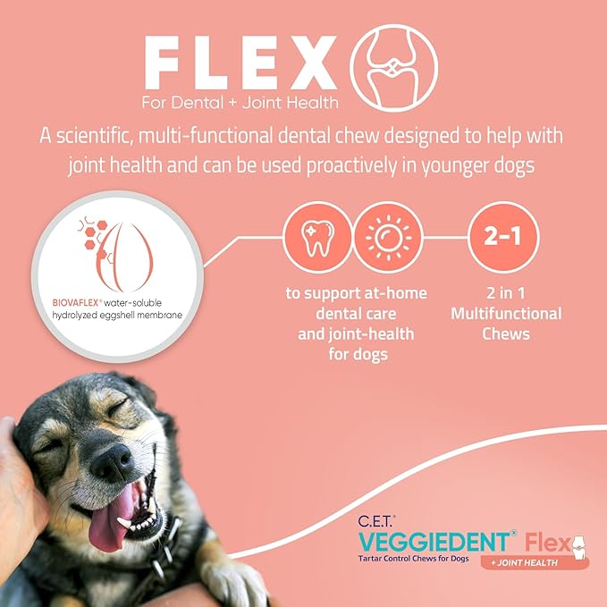 Virbac C.E.T. VEGGIEDENT Flex Tartar Control Chews for Dogs - Extra Small