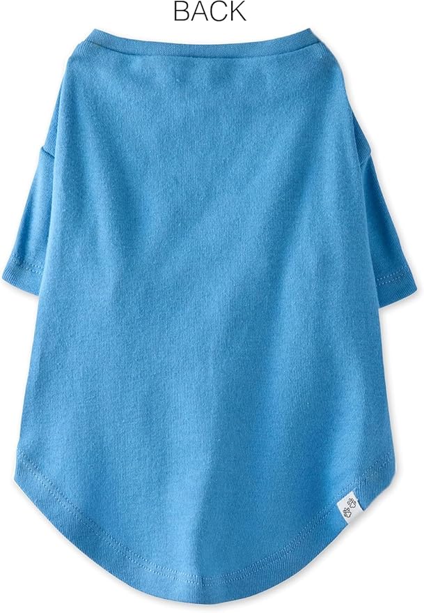 Toby II - The Perfect Tee, 8 Pack Short Sleeve Pet T-Shirt 100% Organic Cotton Tees Clothes for Small, Medium, Large Dogs, Rainbow Blue, X-Small