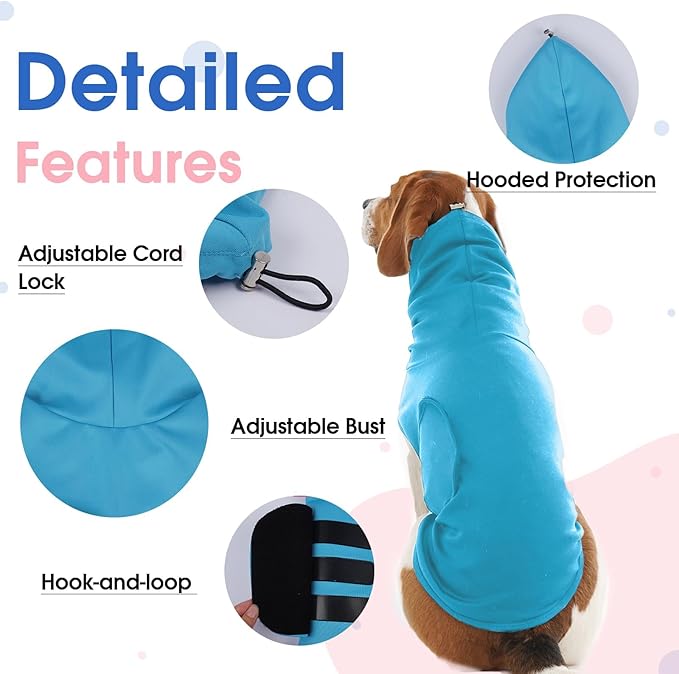 X-Small Vest for Dogs Anxiety,Sleeveless Lightweight Calming Shirt | Adjustable Chest & Hood Neck Wraps for Puppy,Anti-Anxiety Jacket for Chill,Fireworks,Sound(Blue)