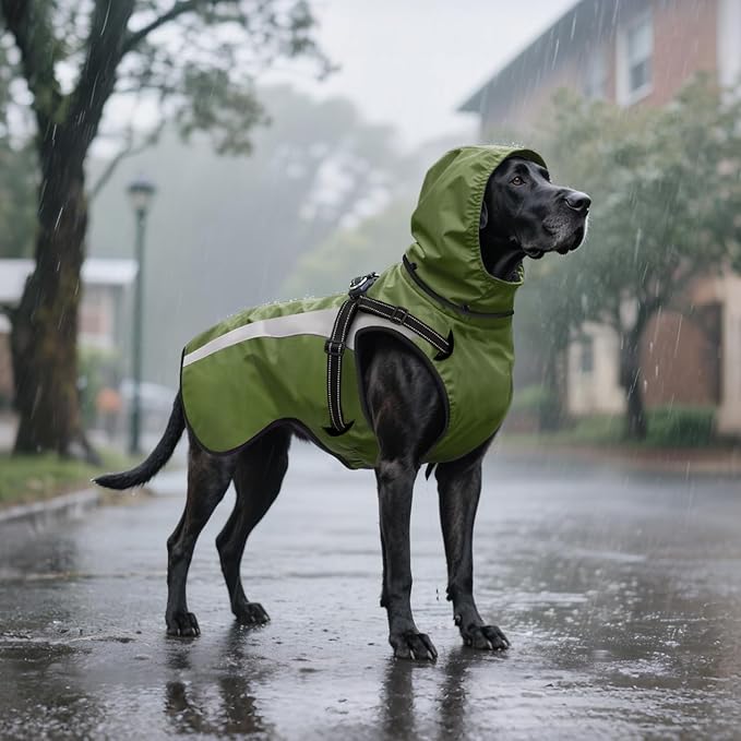 Mosucoirl Dog Raincoat Waterproof Raincoats for Dog Reflective Dogs Rain Jackets with Hood Hoodie Pet Rain Poncho Coat for Small Medium Large Dogs Puppies S-XXL (Green, XXL)