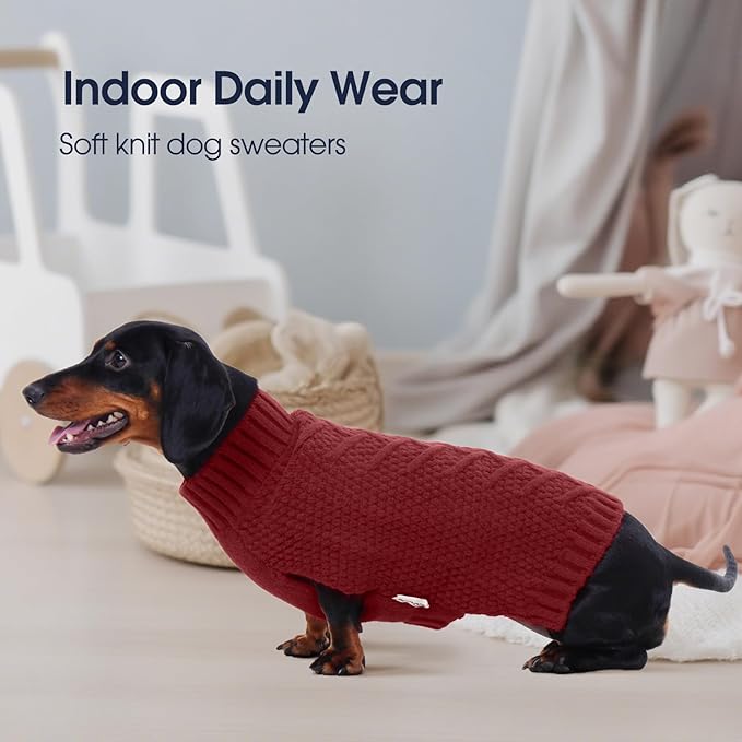 IECOii Medium Dog Sweater - Warm Sleeveless Sweater for Medium Dogs Girl Boy, Knitted Pullover Sweaters for Fall & Winter, French Bulldog Sweaters,DarkRed - L