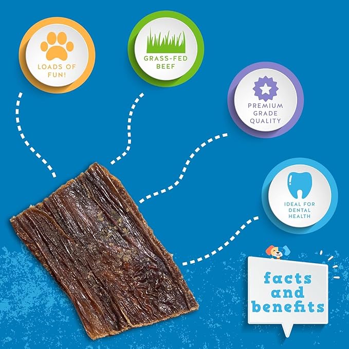 Jack&Pup Beef Gullet Bites (1 LB) Gullet Jerky for Small, Medium Dogs, Single Ingredient Beef Esophagus Dog Treats for Puppies