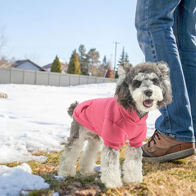 SCENEREAL Dog Hoodie Sweaters for Small Medium Large Size Dogs, Fleece Dog Sweatshirt with Hat and Pocket,Soft Cold Winter All Weather Dog Clothes for S to XL Sized Dogs, Pink S