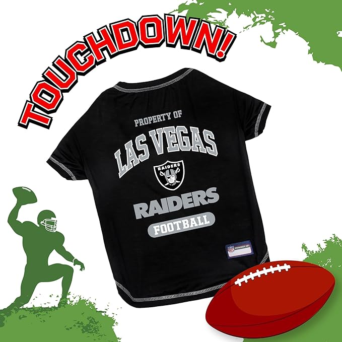 NFL Raiders Dog T-shirt X-Small. - Licensed Shirt for Pets Team Colored with Team Logos- Premium Stretchable Materials for the comfort of your Dog & Cat