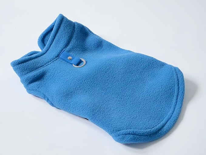 JACKO & CO - Fleece Vest Dog Sweater with Leash Ring - Soft, Warm & Lightweight Pullover Coat for Small & Medium Dogs, Puppies & Cats - Cozy Fall/Winter/Spring Pet Jacket (Blue, XX-Large 25-35lbs)