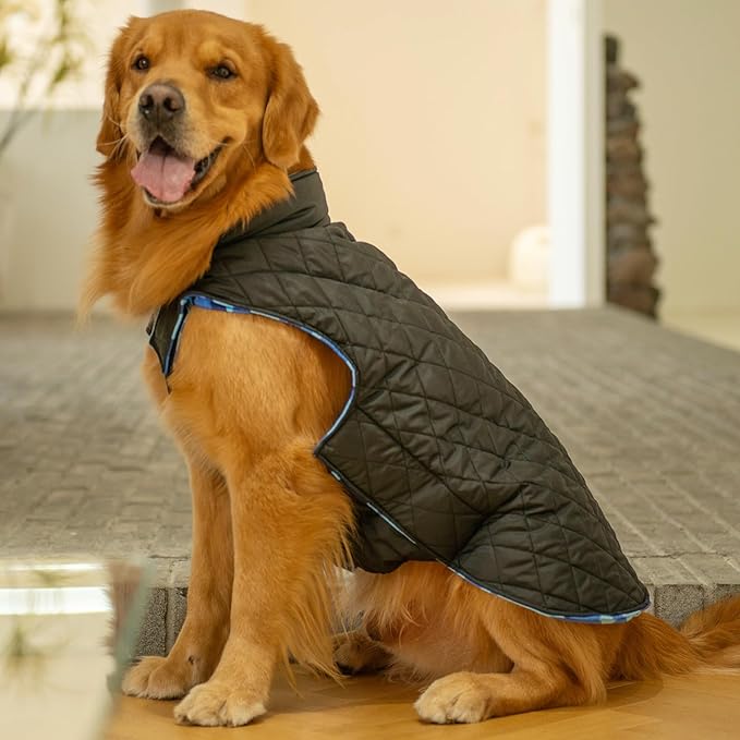 CuteBone Winter Dog Windproof Jacket Reversible Vest - Thick Soft Coat with Leash Hole for Small to Large Dogs