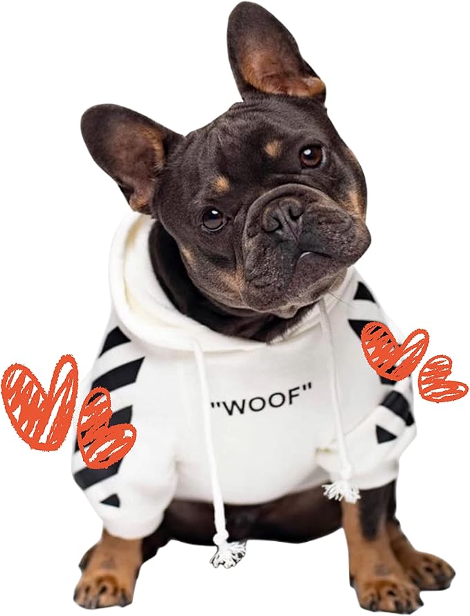 ChoChoCho Stylish Dog Hoodie Dog Clothes Streetwear Cotton Sweatshirt Fashion Outfit for Dogs Cats Puppy Small Medium Large (3XL, White)