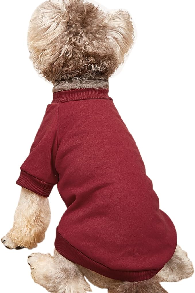 Puppy Sweater for Small Dogs Clothes Warm Winter Cat Clothe Pet Sweatshirt Knitwear Doggie Kitten Clothing, Wine, Large