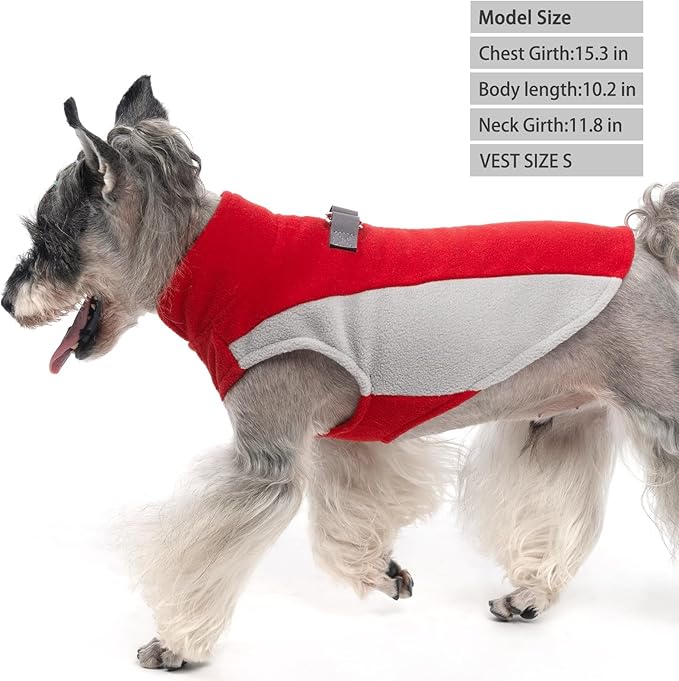 KOOLTAIL Small Dog Sweater - Dog Fleece Vest Jacket with Leash D-Ring for Small Medium Dogs, Soft Pullover Winter Warm Cold Weather Coats, Pet Fall Clothes Outfit for Puppy Cat Boys&Girls, Red XS