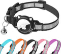 Airtag Cat Collar, Reflective Cat Collar with Apple Air Tag Holder, Breakaway GPS Tracker Pet Collar with Bell for Cat Kitten, Airtag Not Included, Black, XS(7-9 Inch)