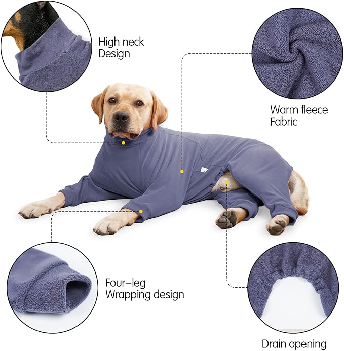 Dog Winter Coat,Warm Jacket,Puppy Polar Fleece High Collar Full Body Snowsuit,Comfort Windproof Dog Sweater(Grey,XS)
