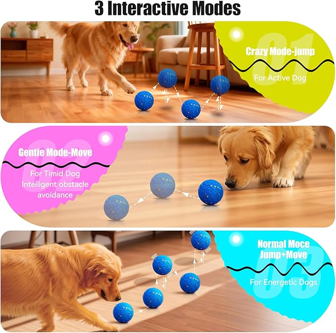 Smart Interactive Dog Toys for Aggressive Chewers, Self-Moving Chew Proof Dog Ball with Automatic Vibrating, IP54 Waterproof & E-TPU Material - Boredom & Training for Medium/Large Dogs