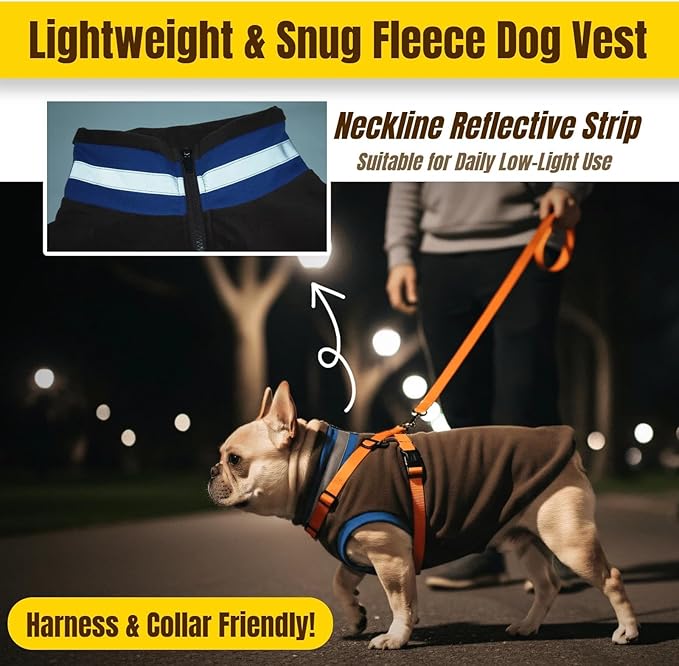 Winter Warm Turtleneck Fleece Vest Dog Sweater, Soft & Snug-Fit Puppy Coat for Medium Dogs with Back-Zipper, Thermal Doggie Vests Sweatshirt, Lightweight Pet Clothes for French Bulldog Girl (Brown, M)