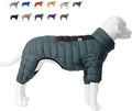 Lovelonglong Dog Coat Dog Warm Jacket, 4 Legs Covered Waterproof Windproof Reflective Warm Dog Vest, Zippered Adjustable Outdoor Dog Snow Jacket for Small Medium Large Dogs ArmyGreen XXXL