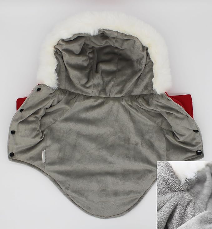 Pet Warm Dog Coat for Winter Cold Weather Clothes Hooded Dog Jacket Small Puppies Medium Large Dog Cat Clothes Insulated Padded Snow Parka (Red, Small)