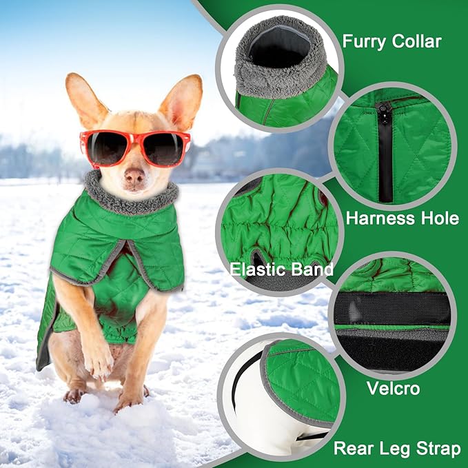 Fragralley Dog Winter Coat, Waterproof Windproof Reflective Fleece Jacket with Harness Hole, Warm Snow Vest for Small Medium Large Dogs, Ideal Gifts