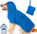 Lukovee Dog Raincoat, Adjustable Dog Rain Jacket with Clear Hooded Double Layer for Large Medium Small Dogs Puppies, Waterproof Rain Coat Poncho with Reflective Storage Pocket & Rim (Blue, XXL)