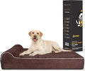 KOPEKS Orthopedic Memory Foam Dog Bed 7" Inch Thick Extra Large Dog Bed With Pillow Brown 50"x34"x10" Includes Waterproof Liner & Durable Removable Cover With Smart Design