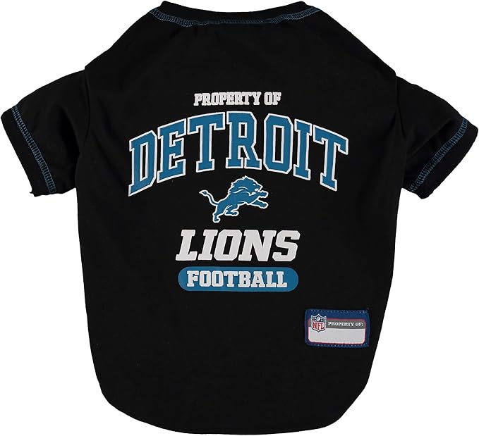 NFL Detroit Lions Dog T-shirt Medium. - Licensed Shirt for Pets Team Colored with Team Logos- Premium Stretchable Materials for the comfort of your Dog & Cat