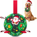 QDAN Christmas Dog Toys: Soccer Ball with Straps for Outdoor Play, Tug of War- Dog Birthday Gift, 8 Inch Balls for Medium & Large Dogs