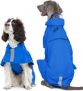 Kuoser Dog Raincoat, Waterproof Dog Rain Jacket with Clear Hooded Double Layer, Lightweight Reflective Dogs Rain Coat with Adjustable Belly Strap, Rain Coats for Large Dogs Outdoor Wear, Blue XL