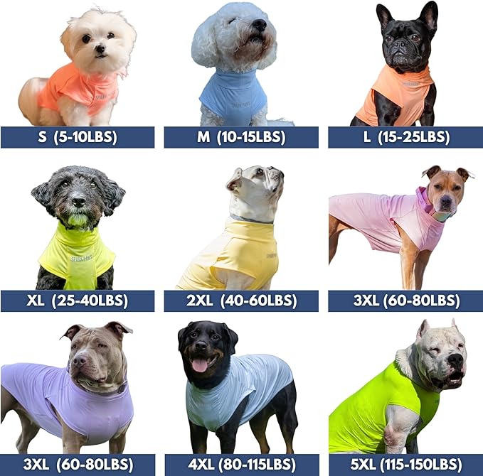 Spark Paws Sunblock Dog T-Shirt, SPF30 Protection, Lightweight Breathable Quick Dry for Dogs with Sensitive Skin - Purple & Peach (Set of 2) - L