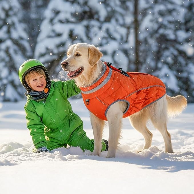 Dog Coat, Warm Dog Winter Coat for Large Dogs, Waterproof Jacket with Harness Built in, Reflective Turtleneck Cold Weather Coats with Zipper,Pet Fleece Vest Snow Jacket, Black XXXL