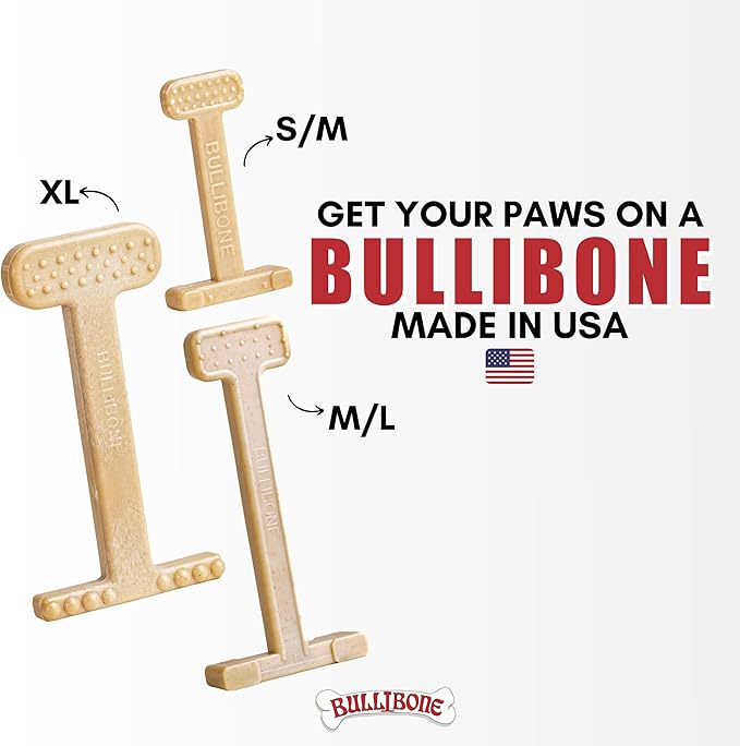 Bullibone Nylon Dog Chew Toy Nylon Bone - Improves Dental Hygiene, Easy to Grip Bottom, and Permeated with Flavor (Peanut Butter, Small - 3 Pack)