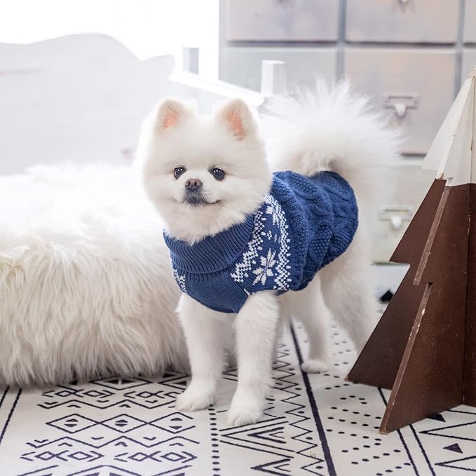 Warm Winter Dog Sweater - Cold Weather Pet Clothes for Small Medium Large Dogs Indoor Outdoor, Soft Classic Knit Puppy Apparel