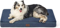Bedsure Memory Foam Dog Beds Large Sized Dog - Orthopedic Pet Beds for Crate with Removable Washable Cover and Nonskid Bottom, Plush Flannel Fleece Top Pet Mat, Navy