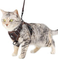 Cat Harness and Leash Set Escape Proof Tactical Large Kitten Harness Emotional Support Cat Vest, Brown, XXL