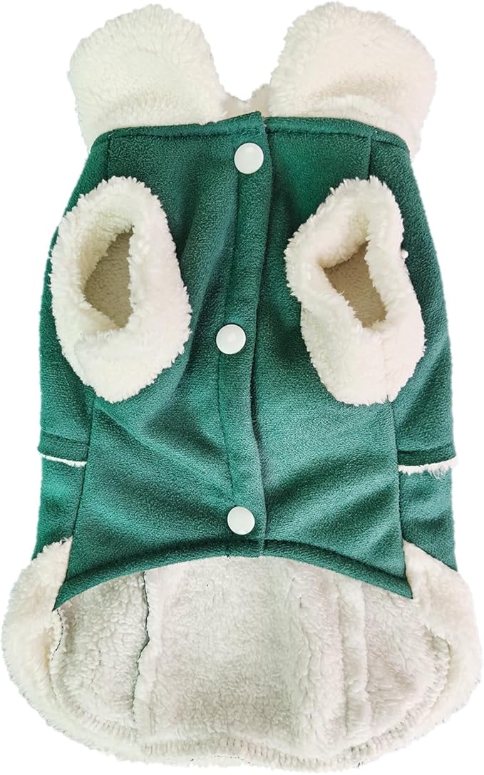 Jecikelon Bowtie Dog Cold Weather Coat Fleece Lining Warm Pet Puppy Turtleneck Dogs Winter Clothes for Small Dogs with D-Ring (Green, X-Large)