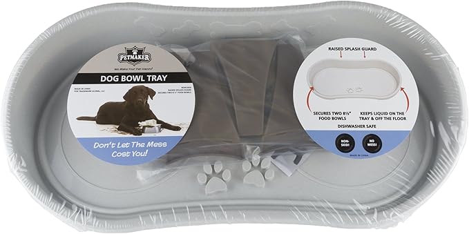 Dog Bowl Stand - 8.5 Inch Tall Feeding Tray for Dogs and Cats, Dog Bowl Stands for Large Dogs with Splash Guard and Non-Skid Feet by Petmaker (Brown)