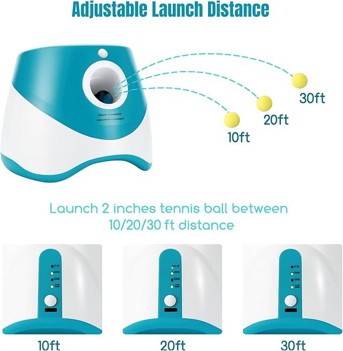 Automatic Dog Ball Launcher – 12 ETPU Balls & Bonus Collapsible Bowl, 3 Distance Settings (20ft/33ft/46ft), Smart Fetch Toy for Small & Medium Dogs, Indoor/Outdoor Use (Green)