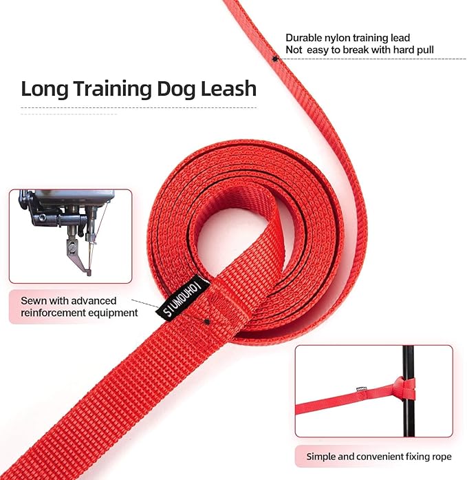 Dog/Puppy Obedience Recall Training Agility Lead - 15ft 20ft 30ft 40ft 50ft Training Leash - Great for Play, Camping, or Backyard (Brown, 30 Feet)