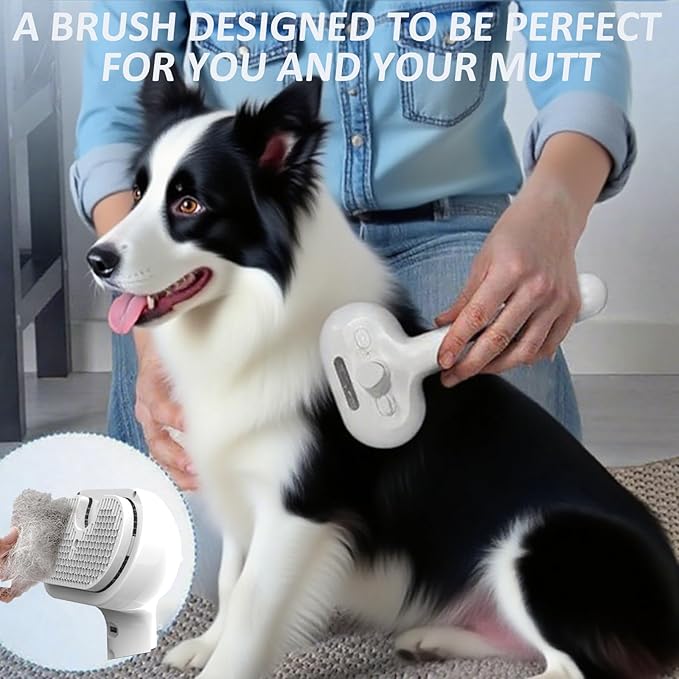 Fresh Fur Shower Brush, 3-in-1 Self-Cleaning Steamy Pet Brush for Dogs & Cats – Grooming Tool for Long & Short Hair, Removes Loose Hair and Reduces Shedding (Green)