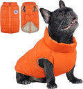 Kuoser Dog Coat Puffer Vest, Warm Dog Jacket Windproof Dogs Cold Weather Coats Pet Snowsuit Padded Vests, Lightweight Puppy Winter Clothes for Small Dogs, Button Design, Easy On/Off, Orange XS