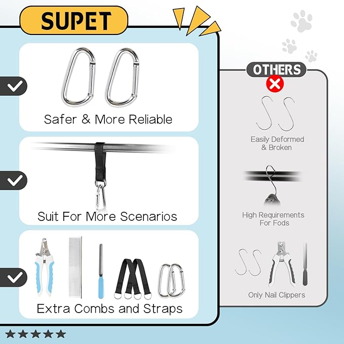 Supet Dog Grooming Hammock Harness for Dogs Cats, Relaxation Pet Nail Clipper Hammock, Restraint Dog & Small Animal Leashes Sling for Groomingk for Nail Trimming (Black, XS)
