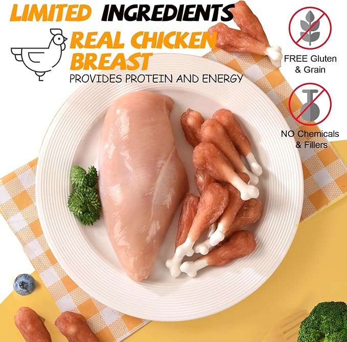 ASMPET Dog Treats Chews Rawhide Free Real Chicken Calcium Bone Snacks, Teeth Clean Breath Fresh Dog Training Treats