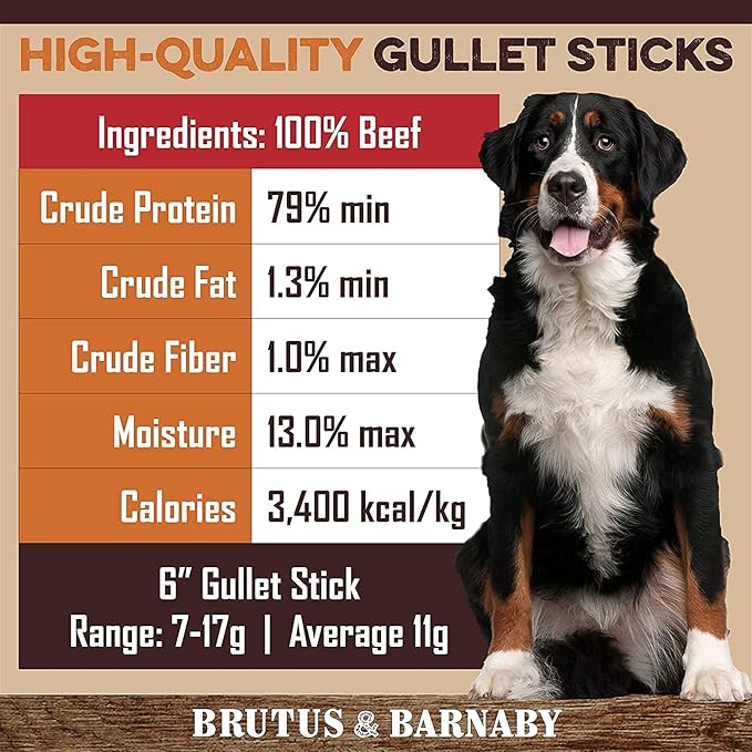 BRUTUS & BARNABY 12 Cow Ears + 15 Gullet Treats, All Natural Whole Dog Treats
