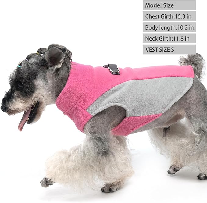 KOOLTAIL Small Dog Sweater - Dog Fleece Vest Jacket with Leash D-Ring for Small Medium Dogs, Soft Pullover Winter Warm Cold Weather Coats, Pet Fall Clothes Outfit for Puppy Cat Boys & Girls, Pink S