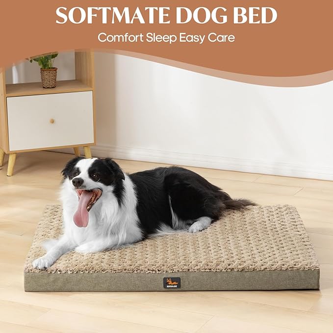 Dog Bed for XXXL Dogs up to 150 lbs with Orthopedic Foam Waterproof Cover Removable and Washable Cover Fluffy Dog Crate Bed with Non-Slip Bottom