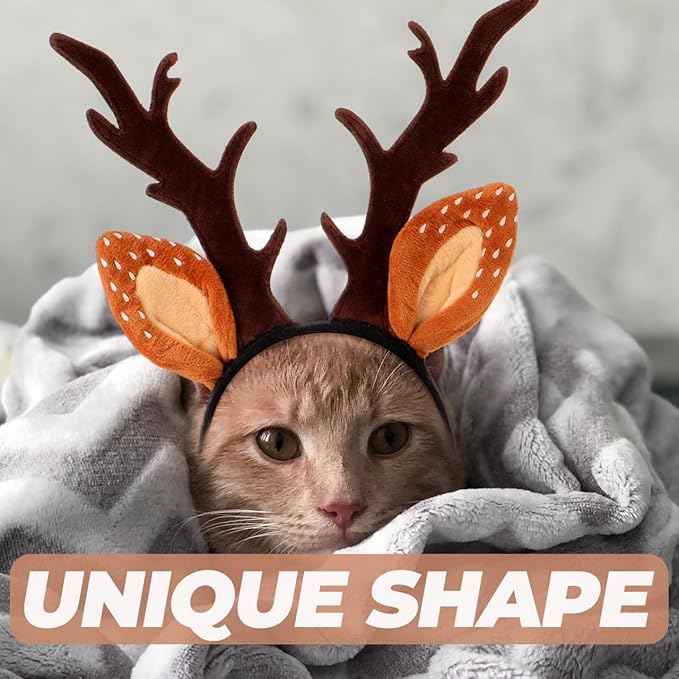 Christmas Halloween Pet Headband for Dog Cat Pet Elastic Band Adjustable,Costume Accessory for Cats and Kittens Comfortable Non-deformable for Holiday Season and Photography - Size L