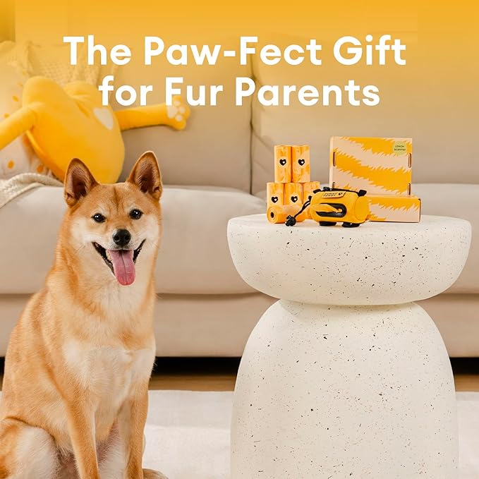 FUNNY FUZZY Dog Poop Bags – Leak proof, Tear-Resistant Pet Waste Bags Made with EPI Material, Easy to Open for Walks or Travel, Lemon Scented, 120 Count
