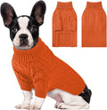 Small Dog Thermal Pullover Sweater, Classic Turtleneck Cable Knitwear Dog Clothes for Cold Weather Warm Pet Clothes for Chihuahua, Bulldog, Dachshund, Pug Orange X-Large
