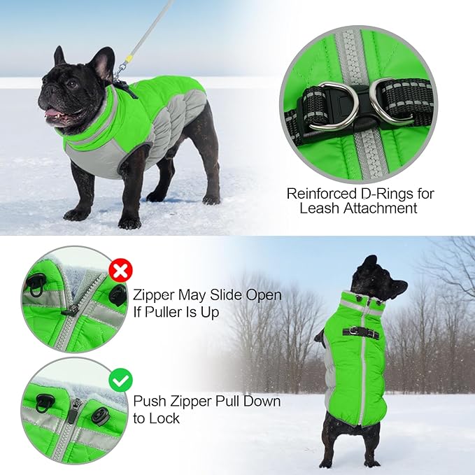 Warm Dog Coats For Large Dogs, Waterproof Dog Jacket With Harness, Zipper Clousure, Fleece Lining, Turtleneck, For Cold Weather Outdoor Walks, Pet Snowsuit For Beagle, Cocker Spaniel, Corgi- XL