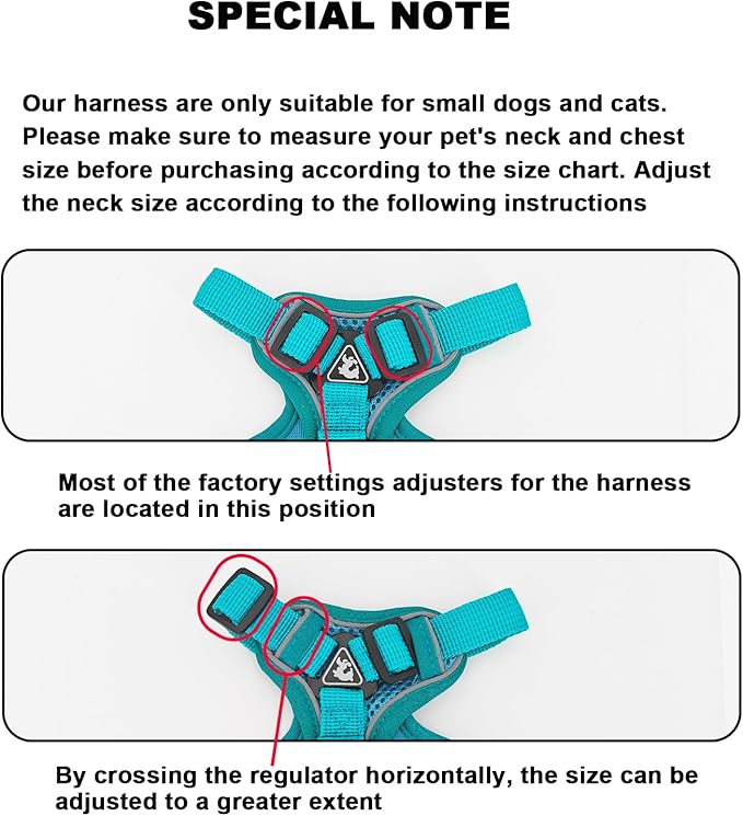 SOLMOONY Small Dog Harness,Soft Mesh Puppy Harness and Leash Set,No Escape Cat Harnesses for Training Walking,Reflective Adjustable Puppy Vest for Small Medium Dogs, Cats (Turquoise, XL)