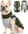 FUAMEY Dog Winter Jackets for Small Dogs,Dog Coat with Harness Built in,Waterproof Dogs Snowsuits Warm Pet Jacket Zip Up Fleece Cold Weather Coats Reflective Puppy Vest with Pocket Green S