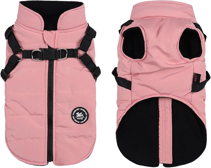 Norbi Dog Winter Jacket with Built-in Harness - Adjustable Warm Coats for Small to Large Dogs - Perfect for Cold Weather